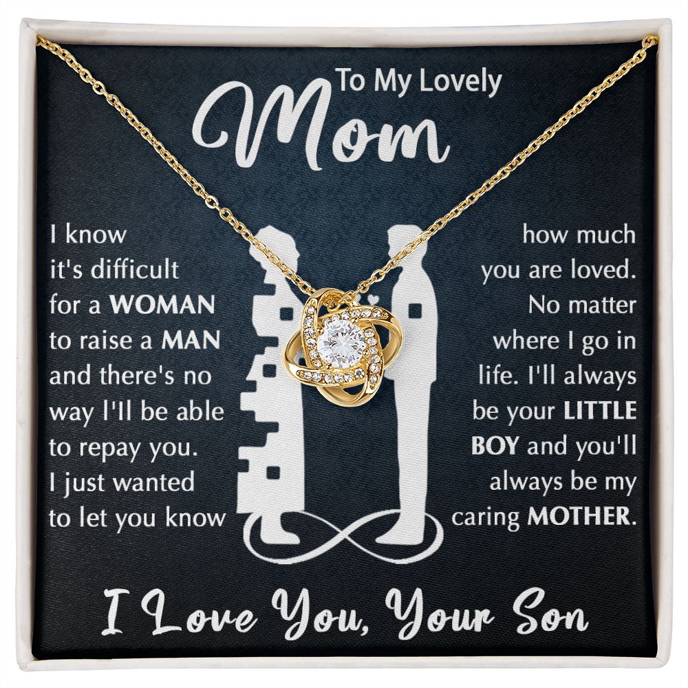 To My Mom - I_ll Always Be Your Little Boy - Love Knot Necklace