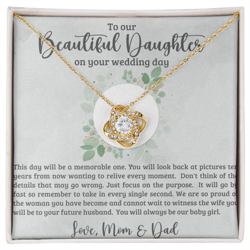 To Our Daughter On Her Wedding Day - Love Knot Necklace