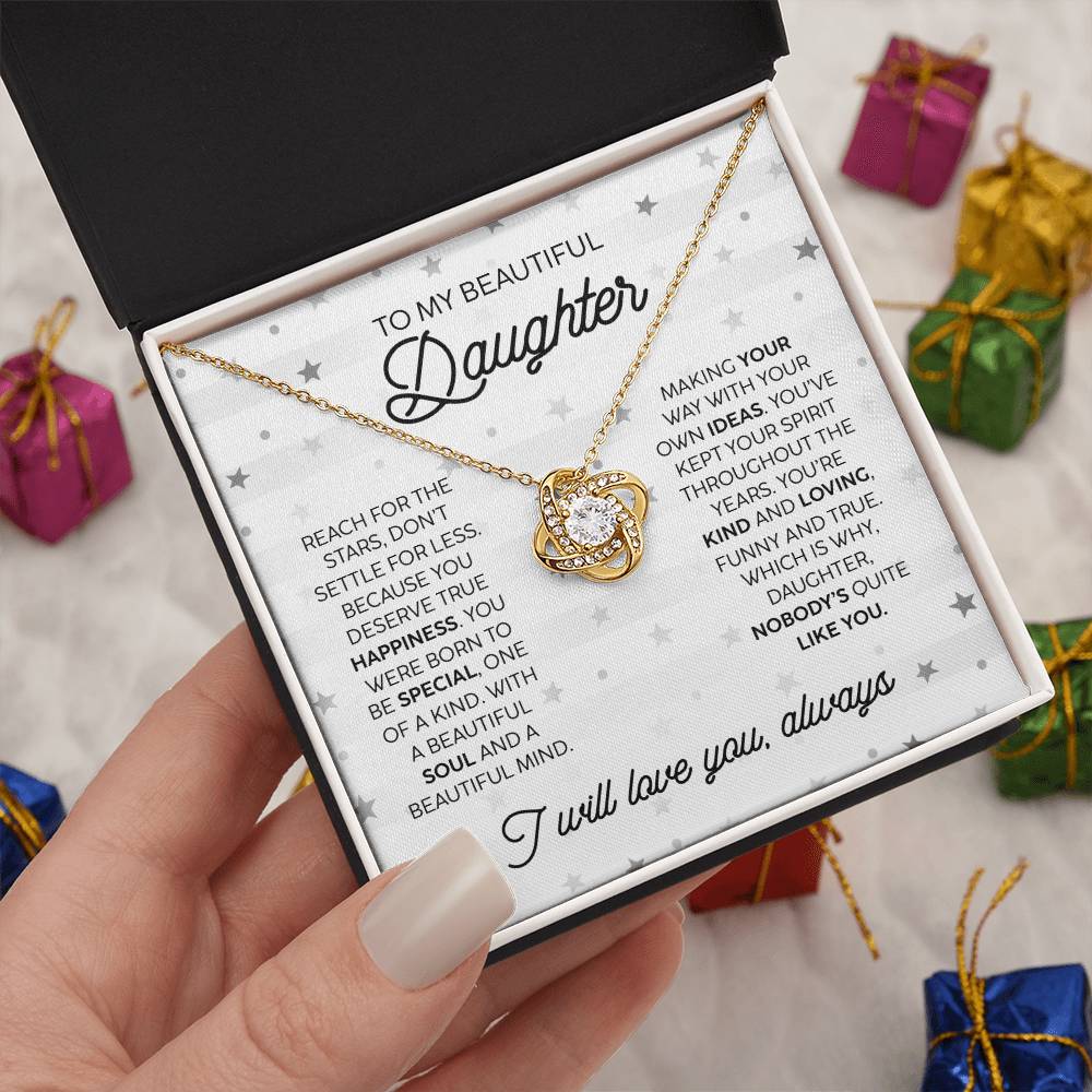 Beautiful Daughter-Kind & Loving - Love Knot Necklace