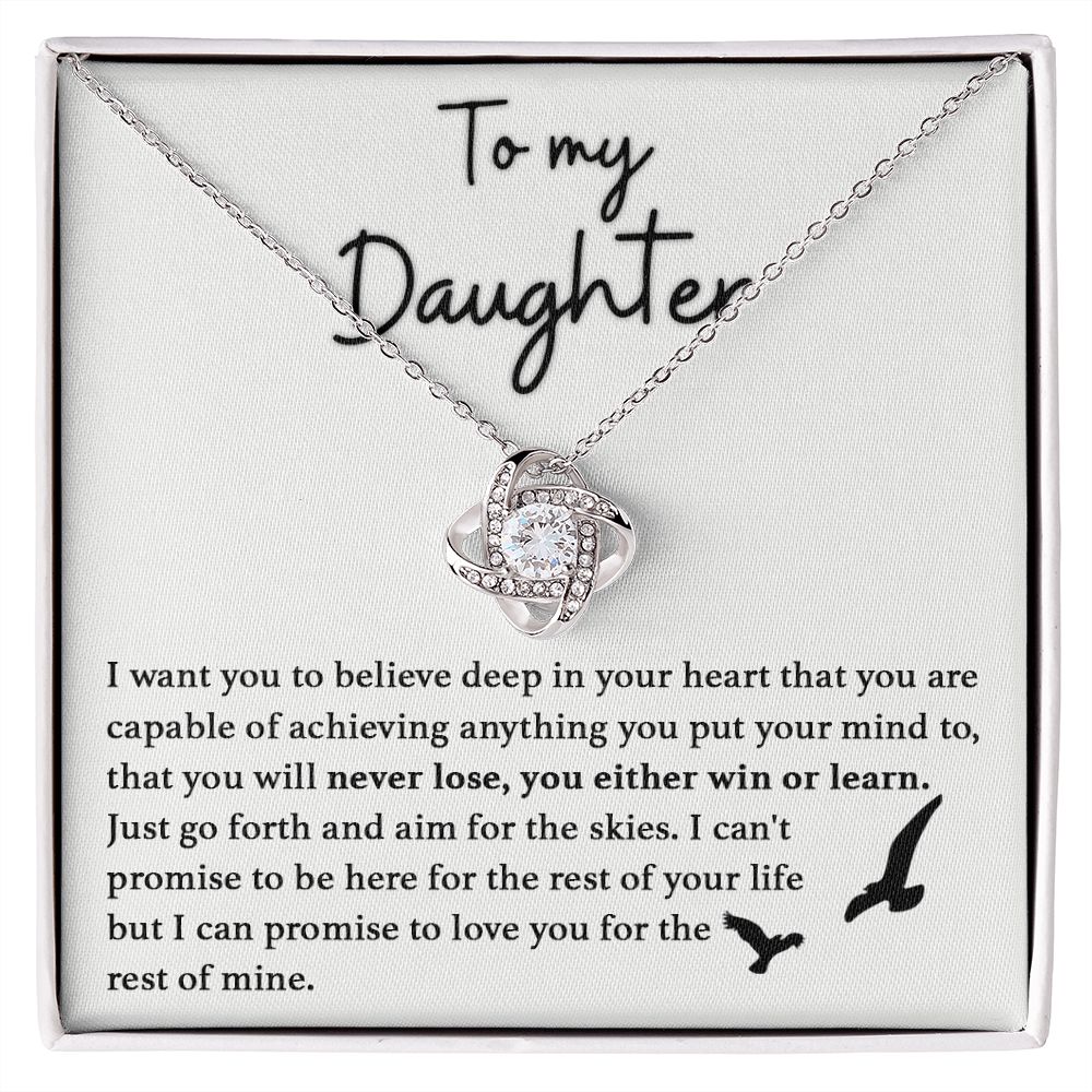 Daughter - Never Lose, You Either Win Or Learn - Love Knot Necklace