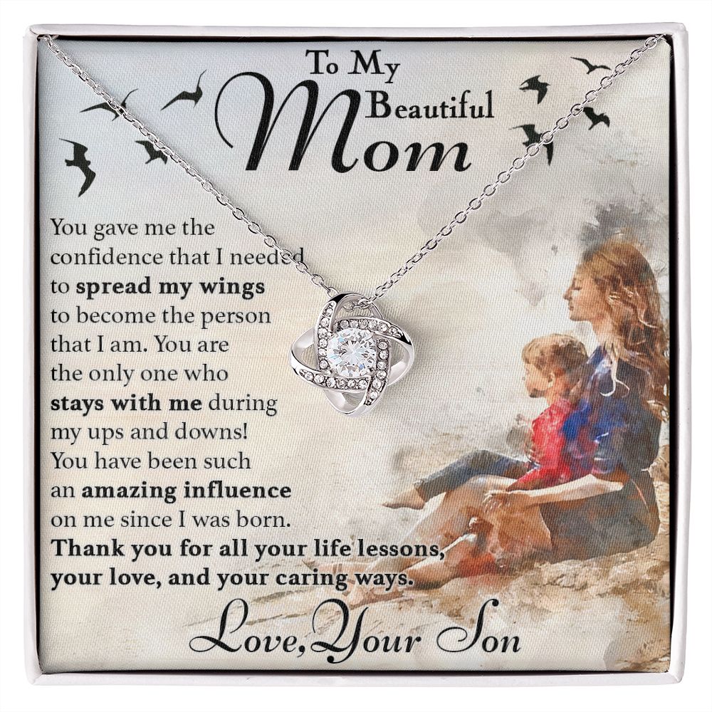 To My Mom - Spread My Wing - Love Knot Necklace