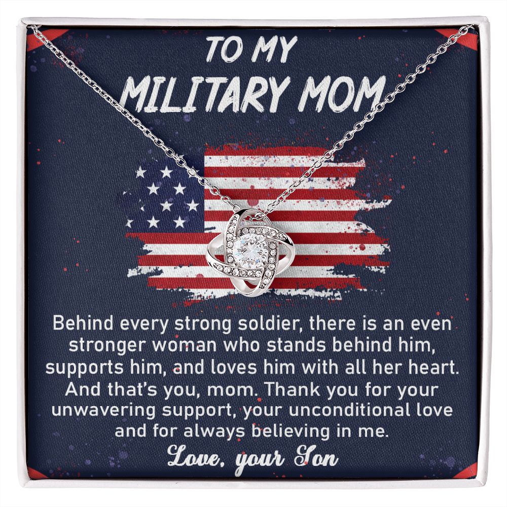 To My Military Mom - Love Knot Necklace