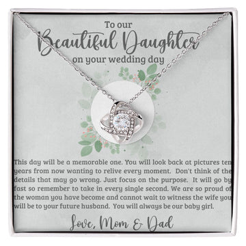 To Our Daughter On Her Wedding Day - Love Knot Necklace