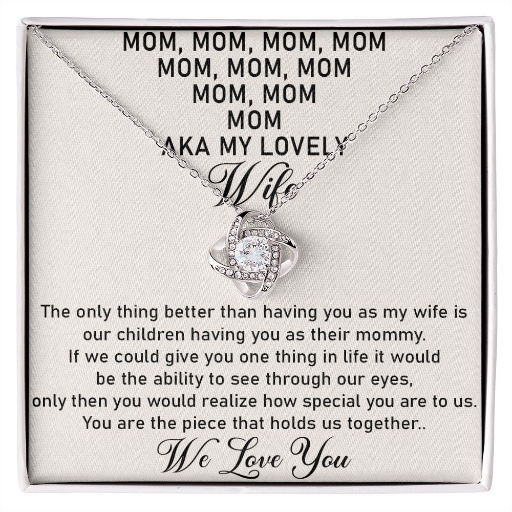 Mom, Mom, Mom, Mom... Love Knot Necklace