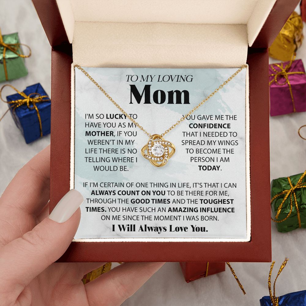 Loving Mom - Lucky To Have You Love Knot Necklace