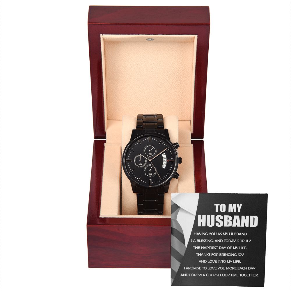 My Husband-Blessing - Black Chronograph Watch