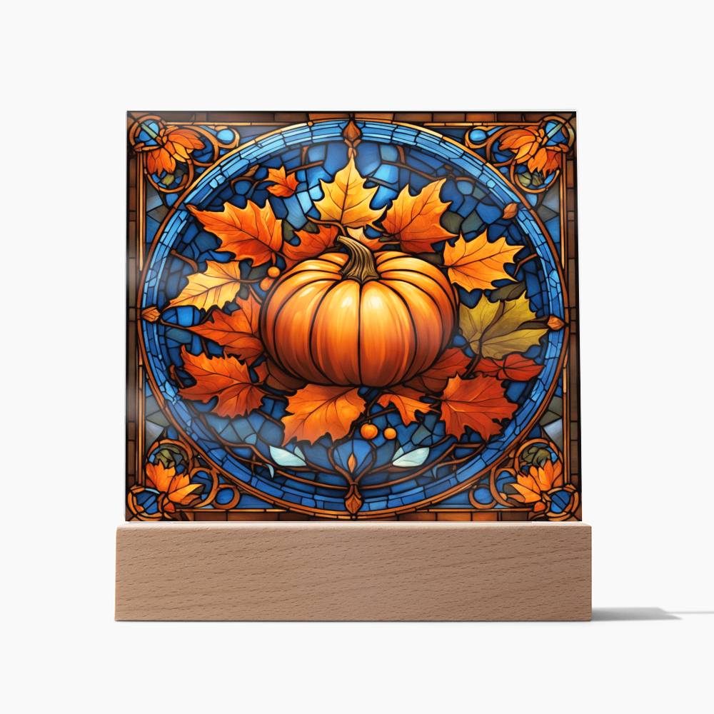 Stained Glass Pumpkin Thankgivings - Acrylic Plaque