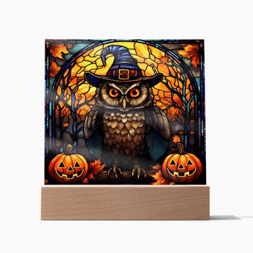 Halloween - Owl Stained Glass - Acrylic Plaque