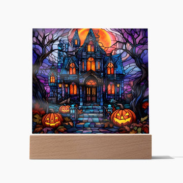 Halloween - House Stained Glass - Acrylic Plaque