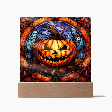 Halloween - Pumpkin Stained Glass - Acrylic Plaque