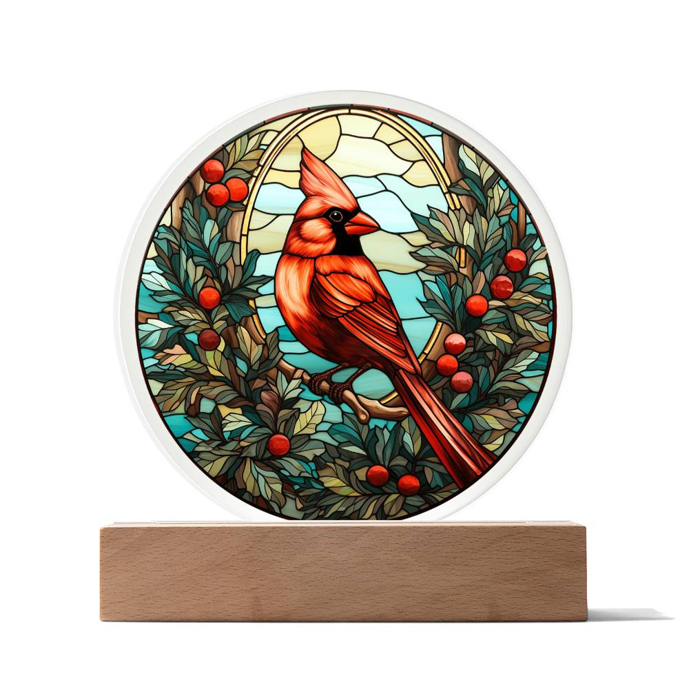 Christmas Cardinal - Circle Acrylic Plaque
