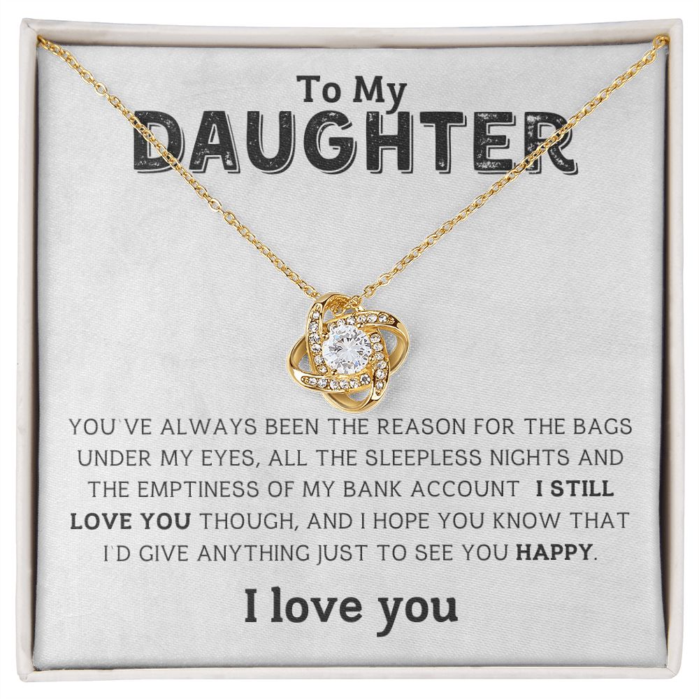 To My Daughter - I Love You - Love Knot Necklace