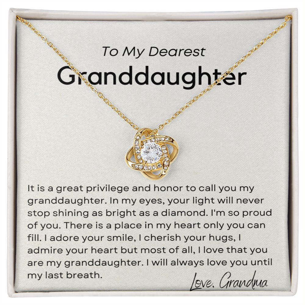 It's a Great Privilege - Love Knot Necklace for Granddaughter