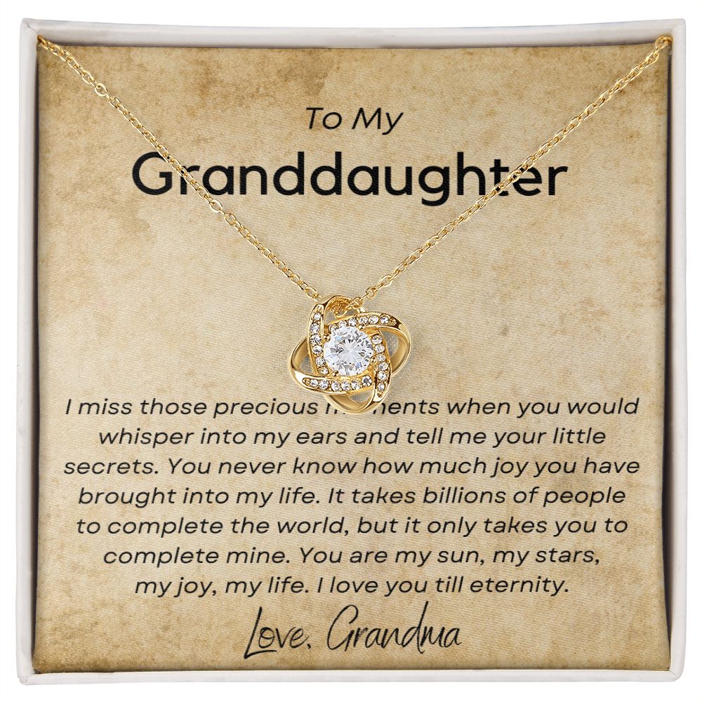 To My Granddaughter from Grandma - Love Knot Necklace - Unique Gift