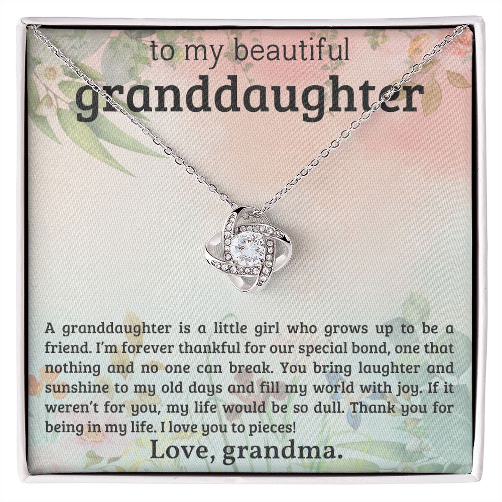 To My Beautiful Granddaughter - Love Knot Necklace Gift