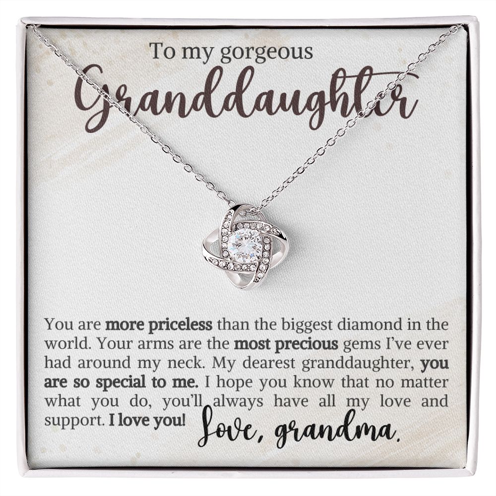 To My Gorgeous Granddaughter - Love Knot Necklace Gift