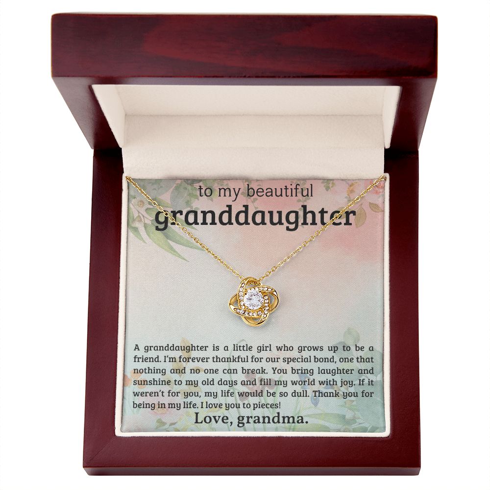 To My Beautiful Granddaughter - Love Knot Necklace Gift