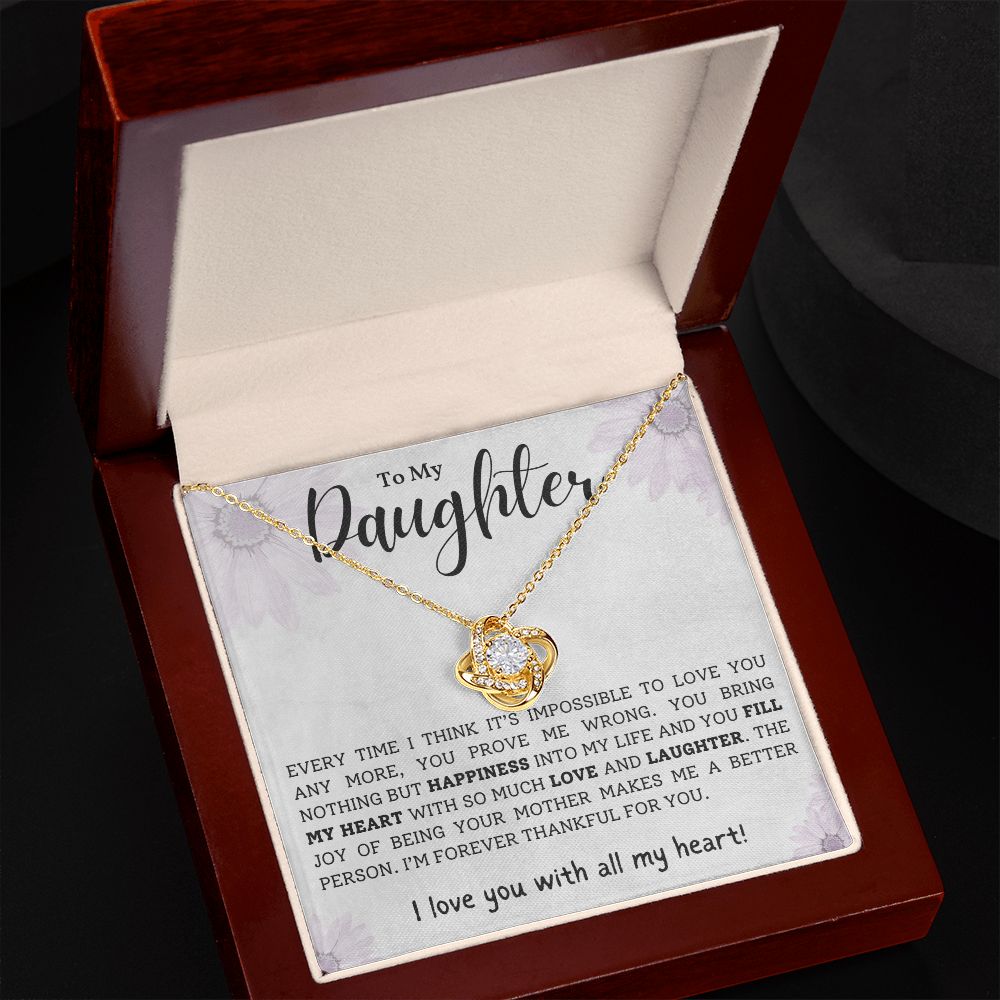 To My Daughter - Love You with All My Heart - Love Knot Necklace