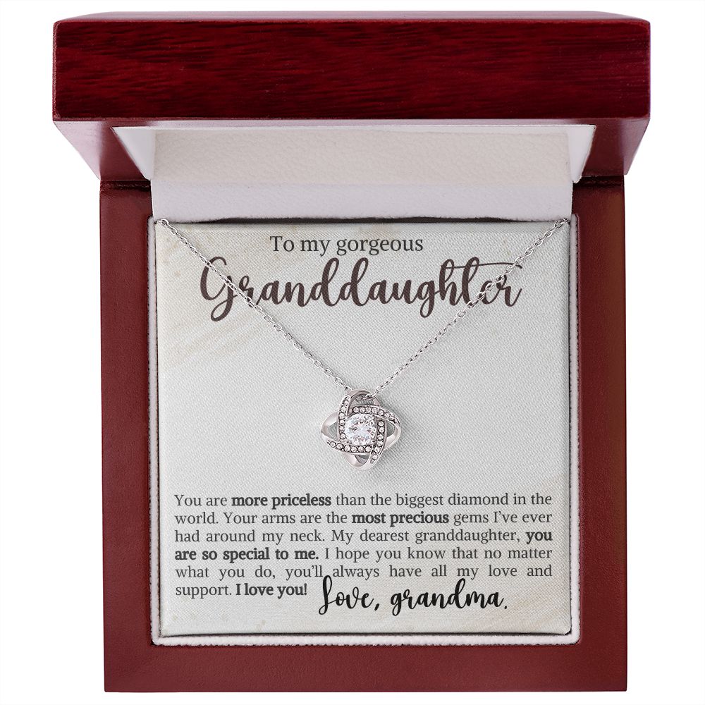 To My Gorgeous Granddaughter - Love Knot Necklace Gift