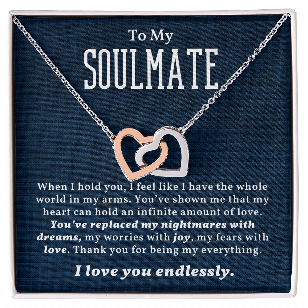 To My Soulmate - When I Hold You - Interlocking Hearts Necklace