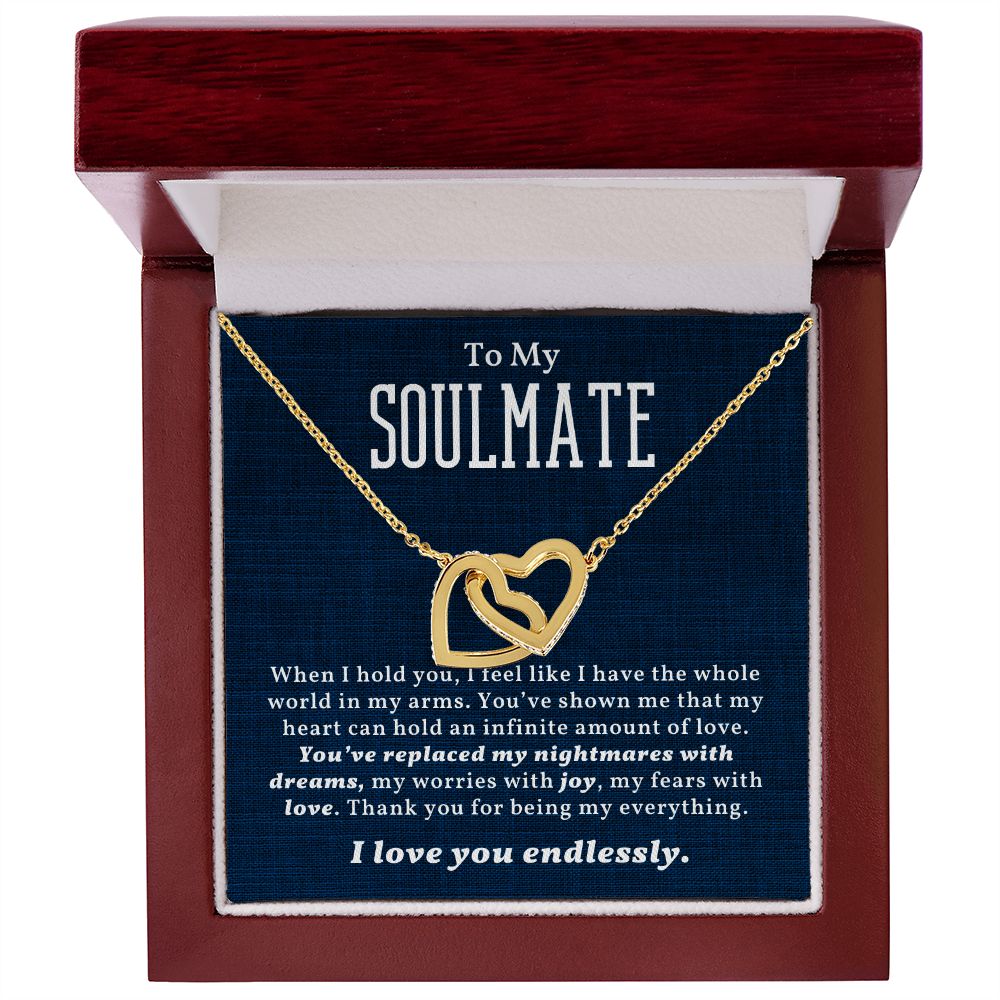 To My Soulmate - When I Hold You - Interlocking Hearts Necklace
